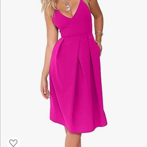 Eliacher Women's Deep V Neck Adjustable Spaghetti Straps Summer Dress